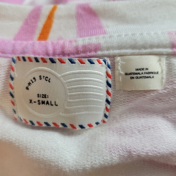 SALE Anthropologie Postmark Tropical Pink White Floral Peplum Cap Sleeve Top XS - Picture 8 of 12